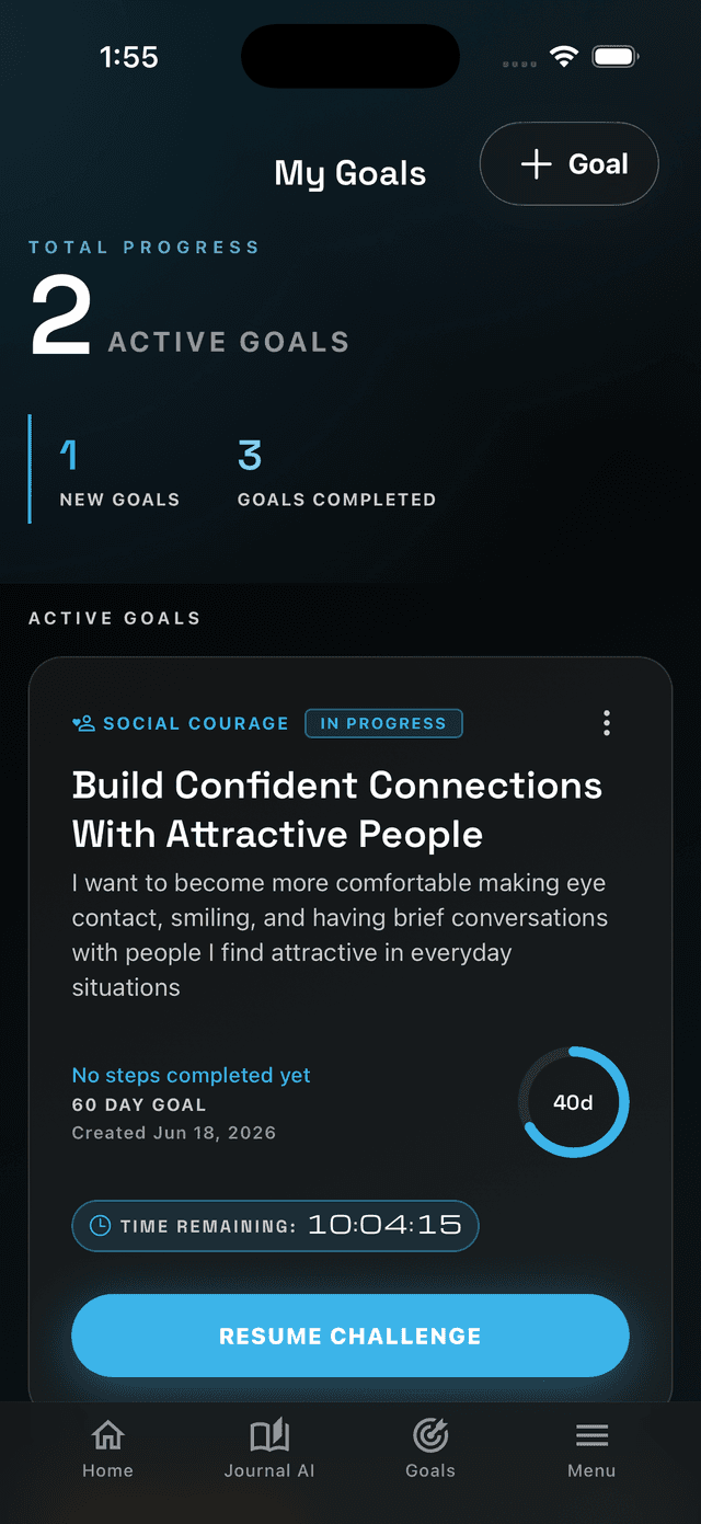 Fearless app showing today's challenge