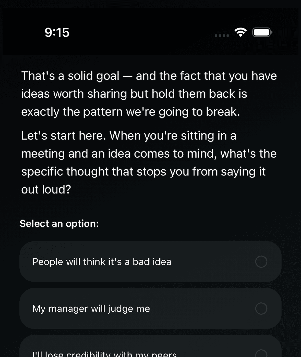 Fearless app — Tell your coach
